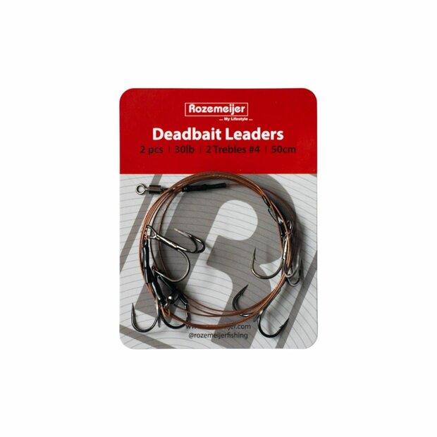 Deadbait Leaders 2x treble 50cm 30lb 2pcs